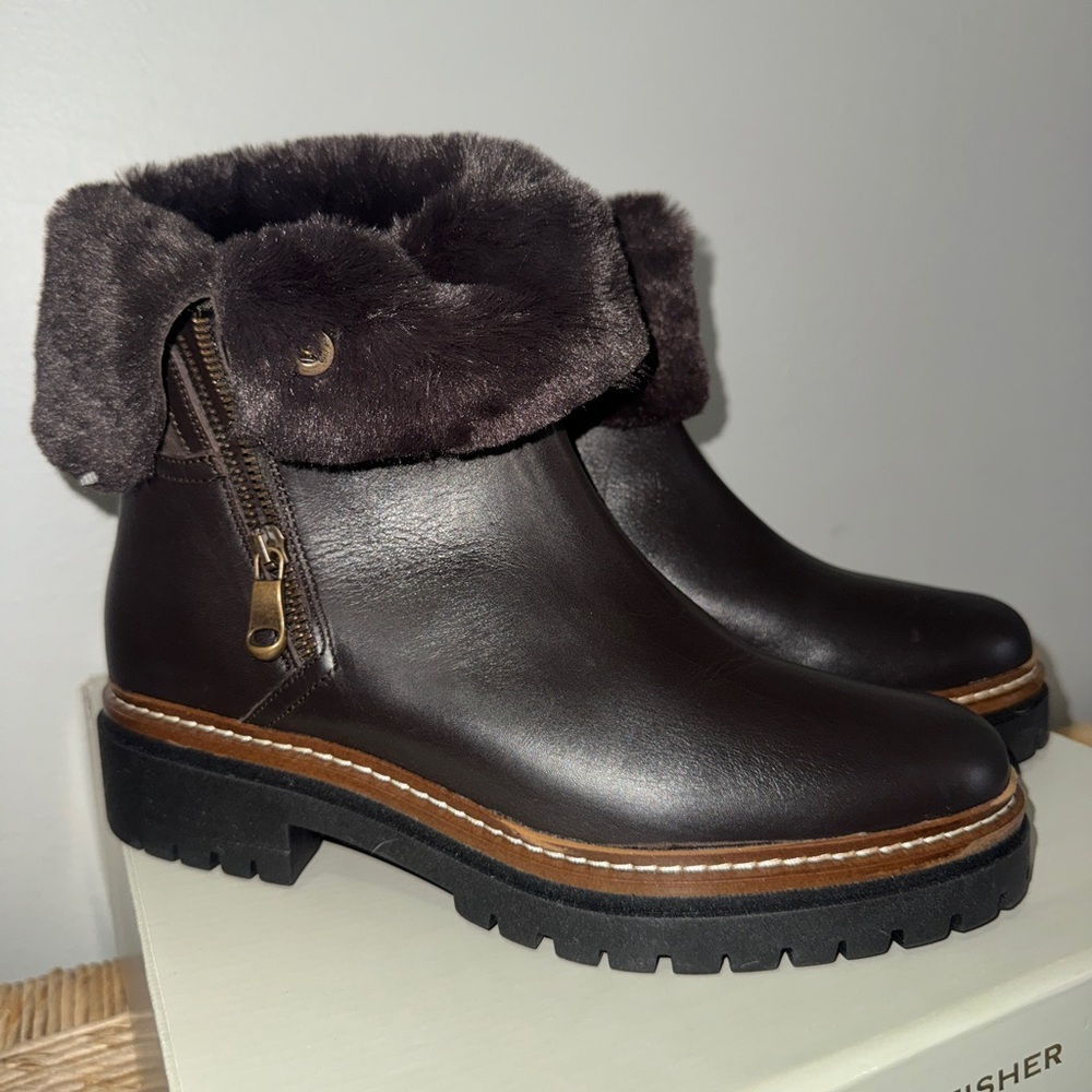 Marc Fisher Dark Brown Fur-Lined Boots